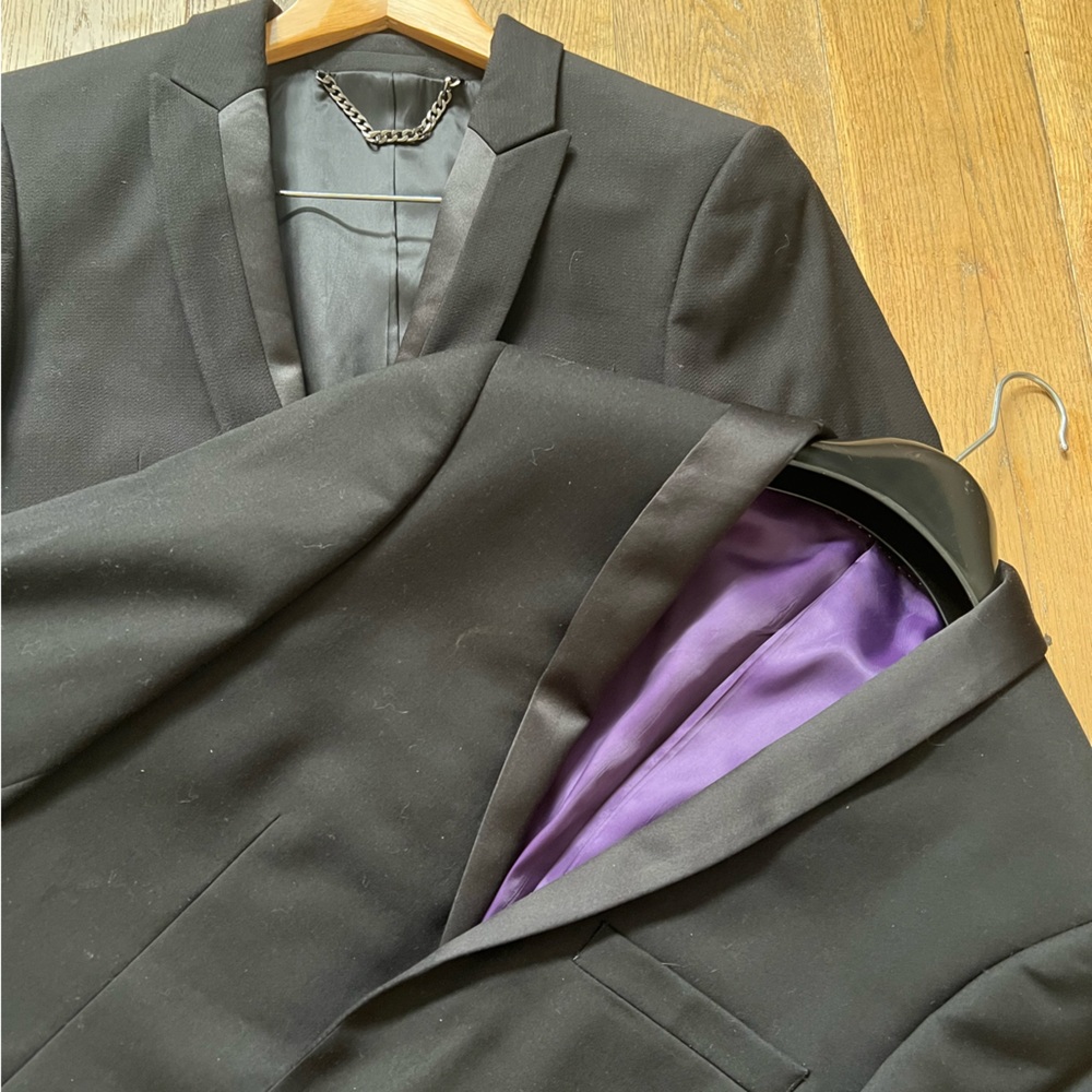 LOT of 2 Black Topman Tuxedo Jackets Sz 34